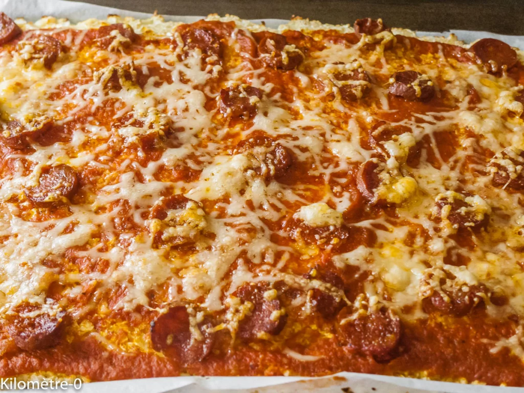 Pizza de chou fleur au chorizo et brocolis - Étape 7