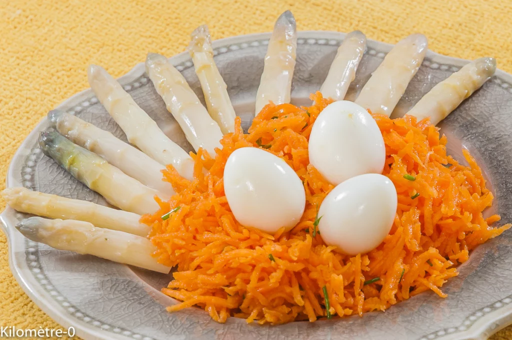 Salade de carottes aux asperges et oeufs de caille - Étape 3