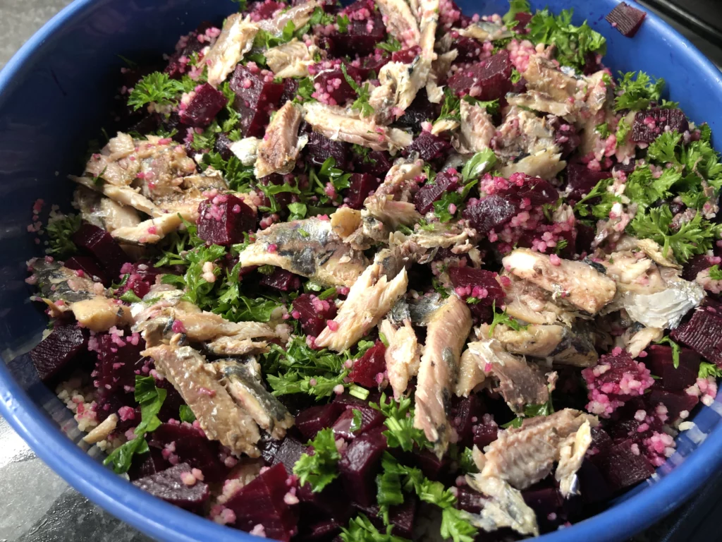 Salade de semoule, betteraves et sardines - Étape 5