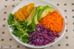Photo de recette de buddha bowl, healthy, végétarien, vegan de Kilomètre-0, blog de cuisine réalisée à partir de produits locaux et issus de circuits courts