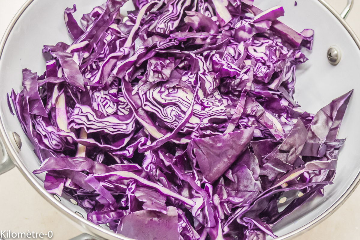 Photo de recette de chou rouge facile, rapide, bio, légère, hiver Kilomètre-0, blog de cuisine réalisée à partir de produits de saison et issus de circuits courts