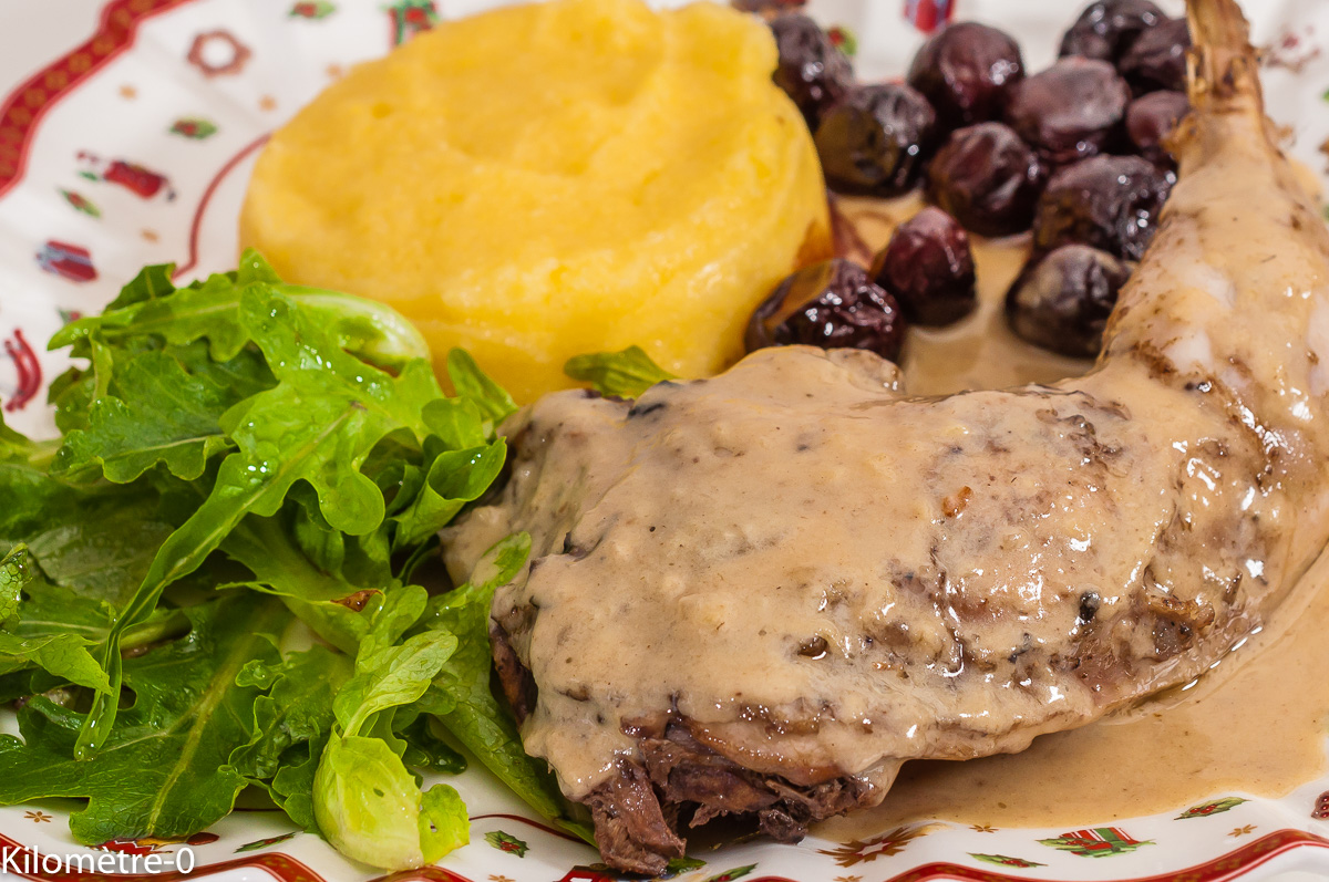 Photo de recette de faisan facile à la crème et aux pommes Kilomètre-0, blog de cuisine réalisée à partir de produits de saison et issus de circuits courts
