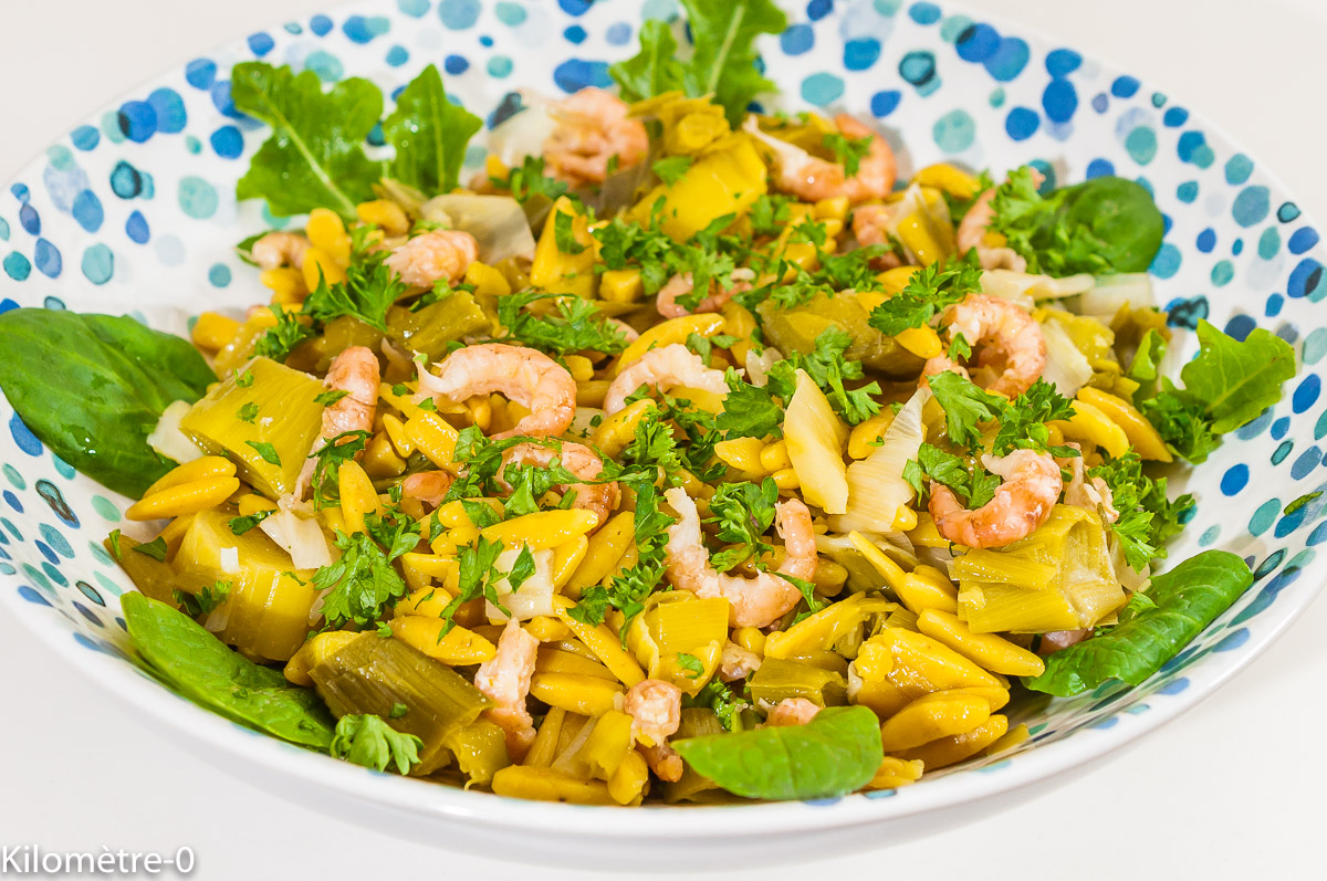 Salade De Pates Aux Agrumes Et Au Poivre Crevettes Grises Et