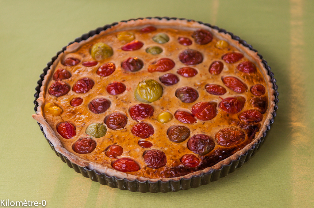 tarte, quiche, tomates, cerises facile, rapide, maison, blog Kilomètre-0