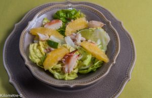 image de recette de salade de crabe à l'orange, facile, légère, rapide, fraiche, de Kilomètre-0