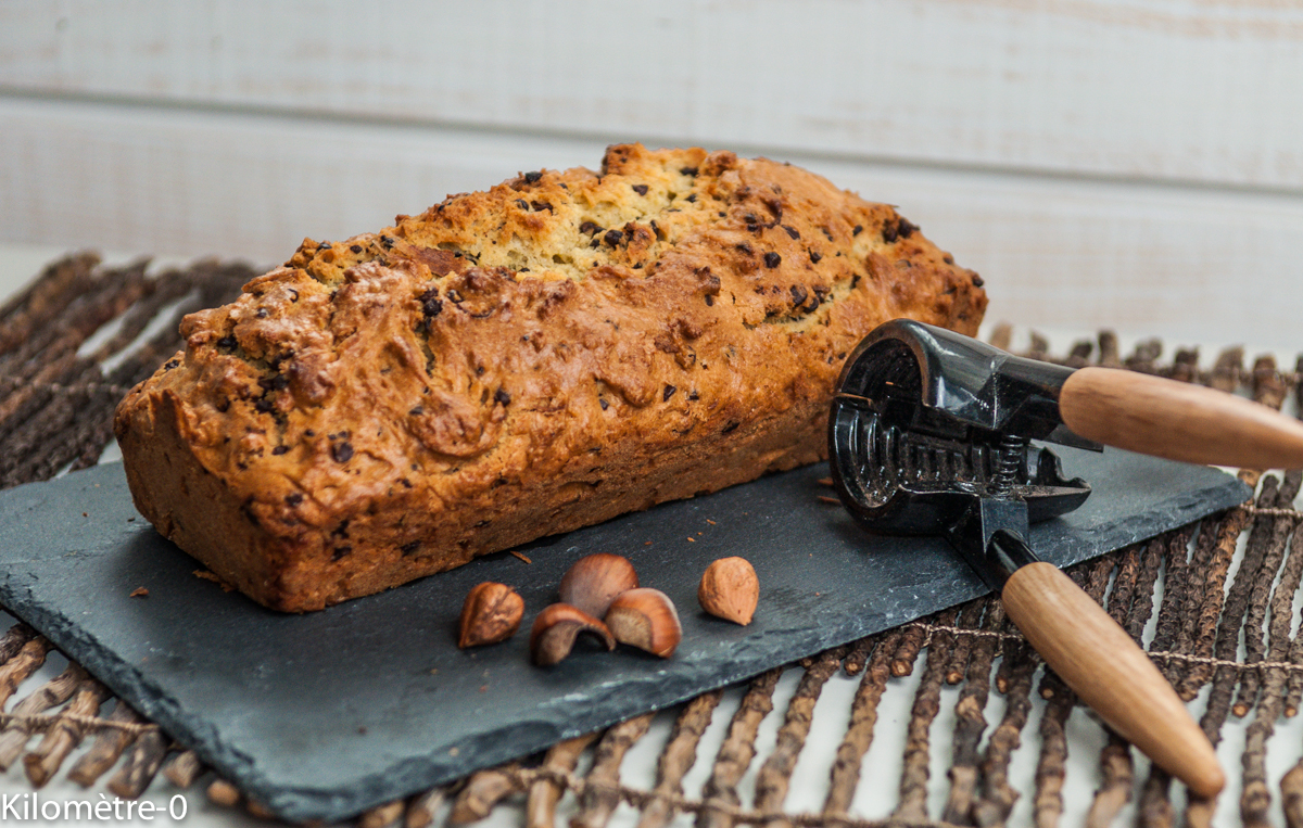 image de recette de dessert, gâteau, Cake à l'orange, noisettes et pépites de chocolat, facile, rapide,  léger , bio de Kilomètre-0