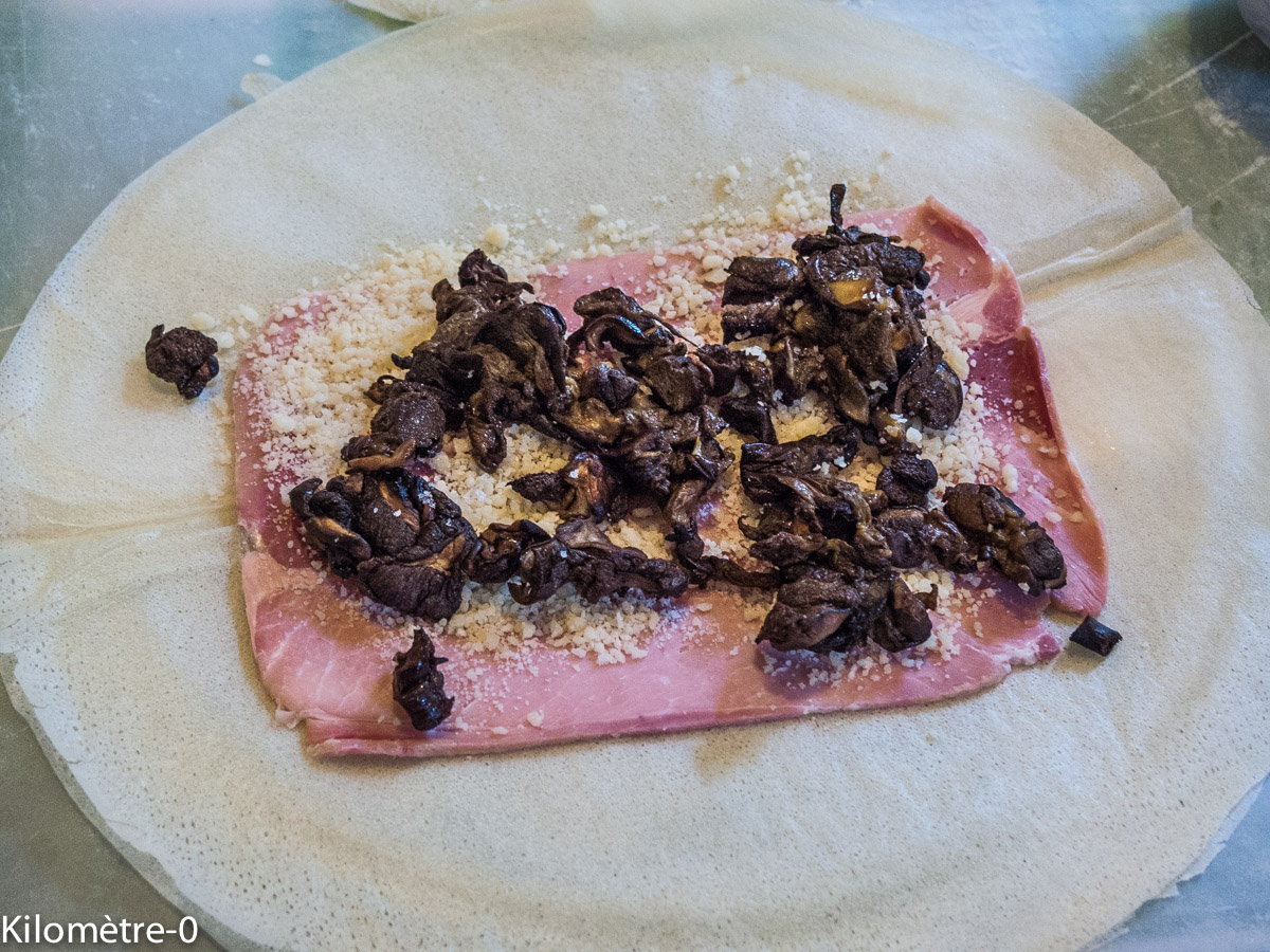 Briks jambon cèpes — étape 1