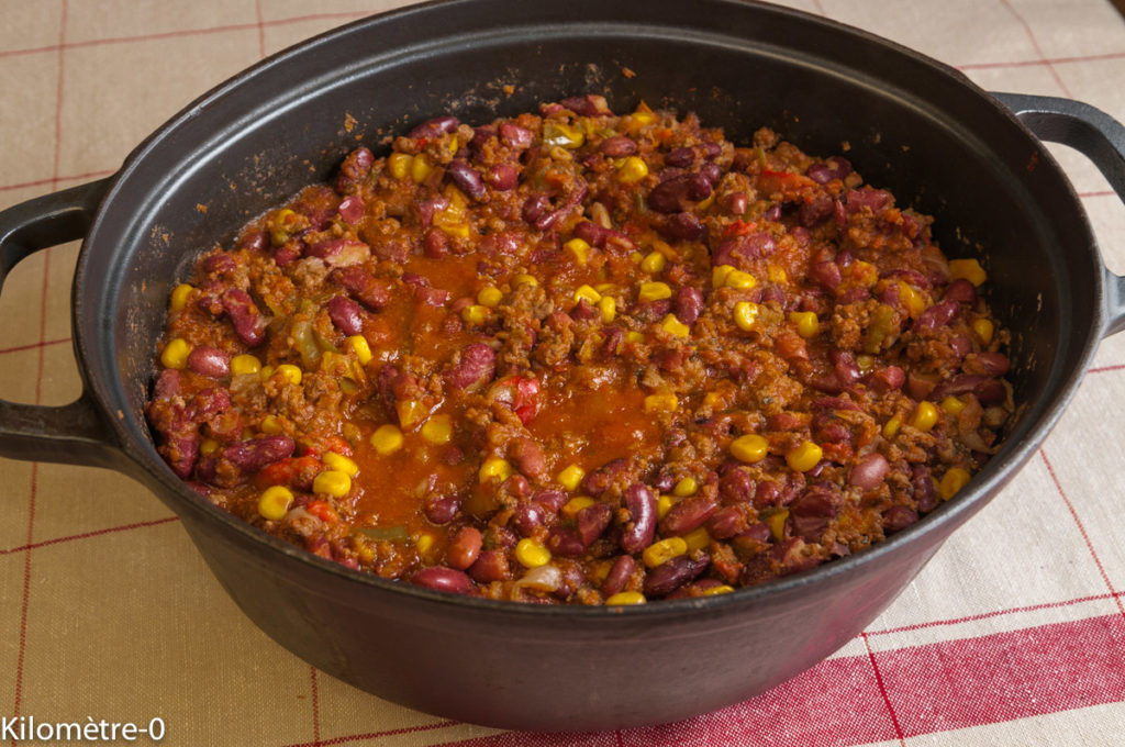 chili con carne, cuisine mexicaine, recette du Mexique, recette texane, cuisine américaine, centre américaine, haricots rouges, boeuf, viande hâchée, mijotée, ragout,