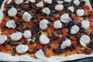 Pizza champignons et saint jacques facile, rapide, cuisine italienne, Italie, légère de Kilomètre-0