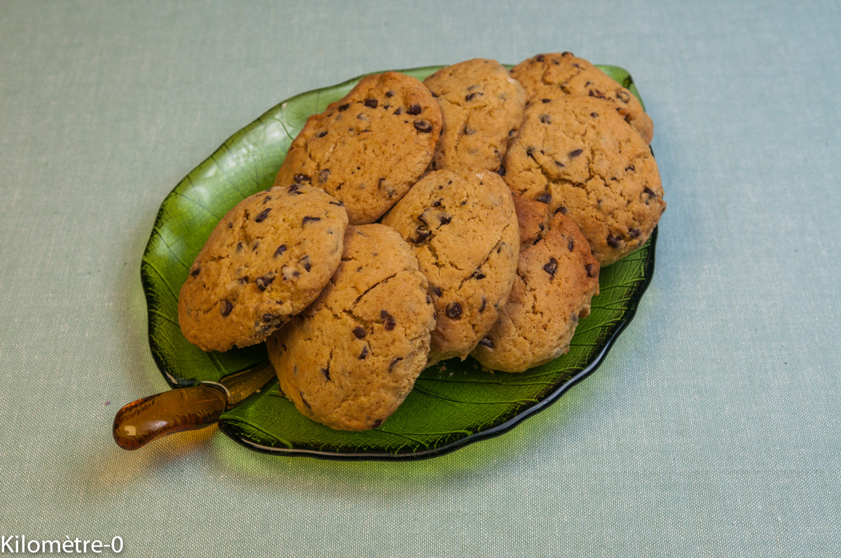 image de recette, facile, rapide, légère, bio de Kilomètre-0, healthy de cookies aux pépites de chocolat