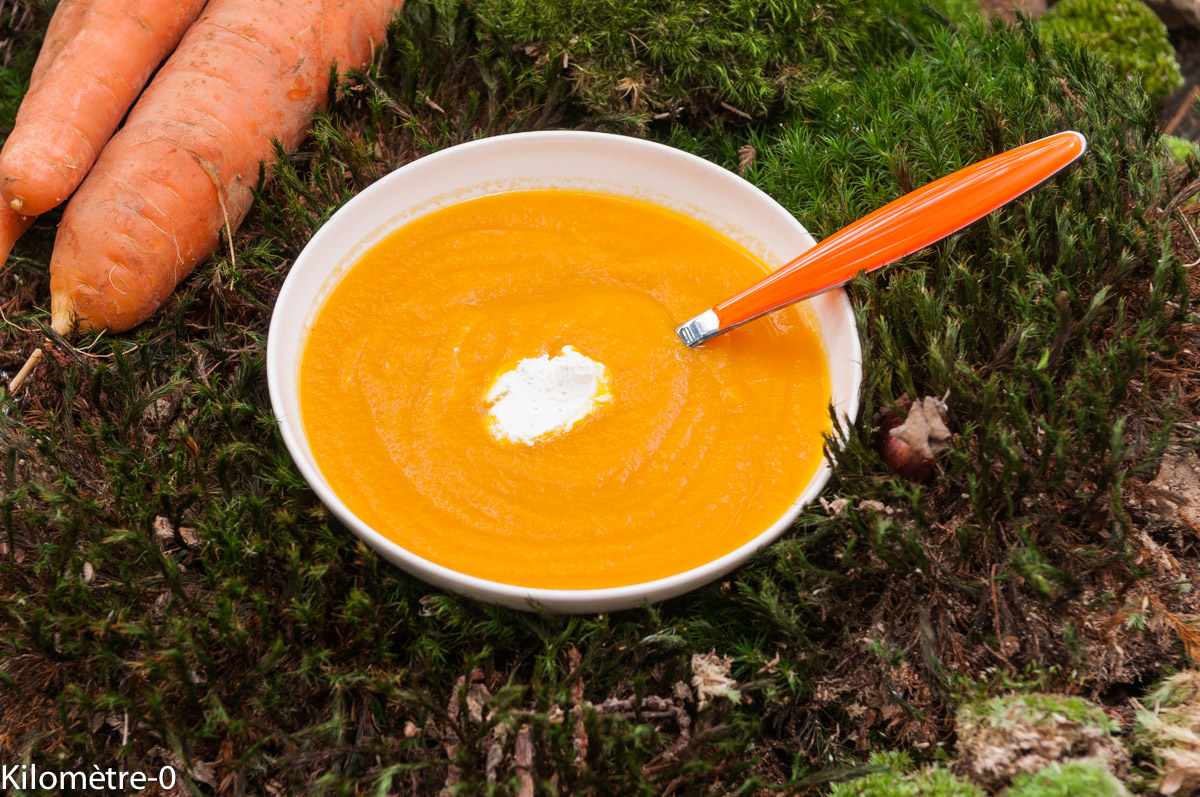 image de recette facile et légère de Soupe de carottes, velouté, potage, rapide, biio de Kilomètre-0
