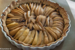 image de recette de tarte poire chocolat, facile, rapide, bio, healthy, de Kilomètre-0