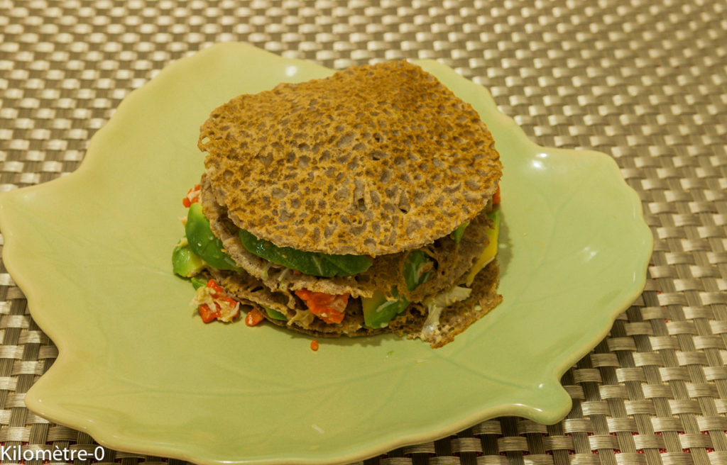 image de recette de burger breton au crabe, facile, léger, festif, galette, sarrasin, blé noir, Kilomètre-0