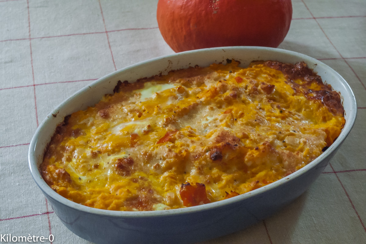 image de recette de gratin de potimarron aux blettes, facile, rapide, bio de Kilomètre-0