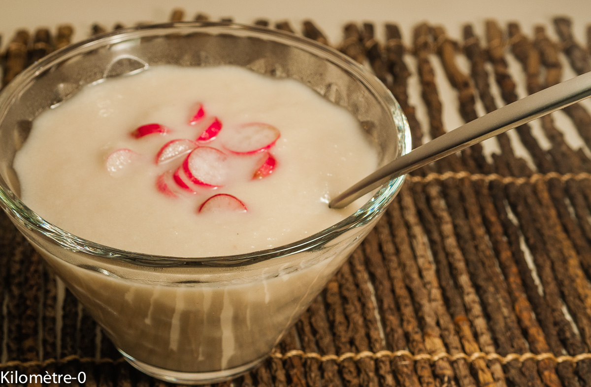 image de recette facile Soupe radis noir coco, velouté, potage, légumes, rapide, économique