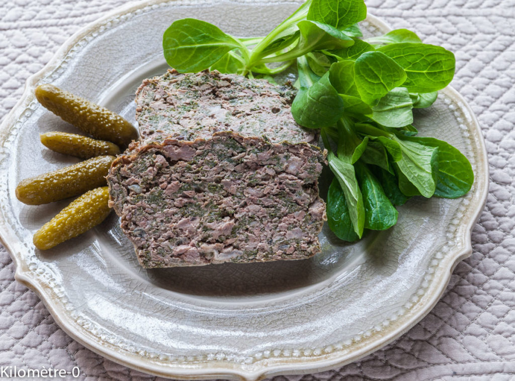 image de recette de terrine économique, pâté, facile, rapide, légère, terrine de porc, orties, de Kilomètre-0