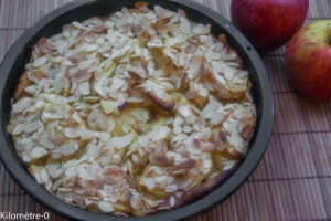 image de recette, facile, rapide, légère, bio, pommes, fruits de Kilomètre-0, gâteau pommes et amandes, dessert