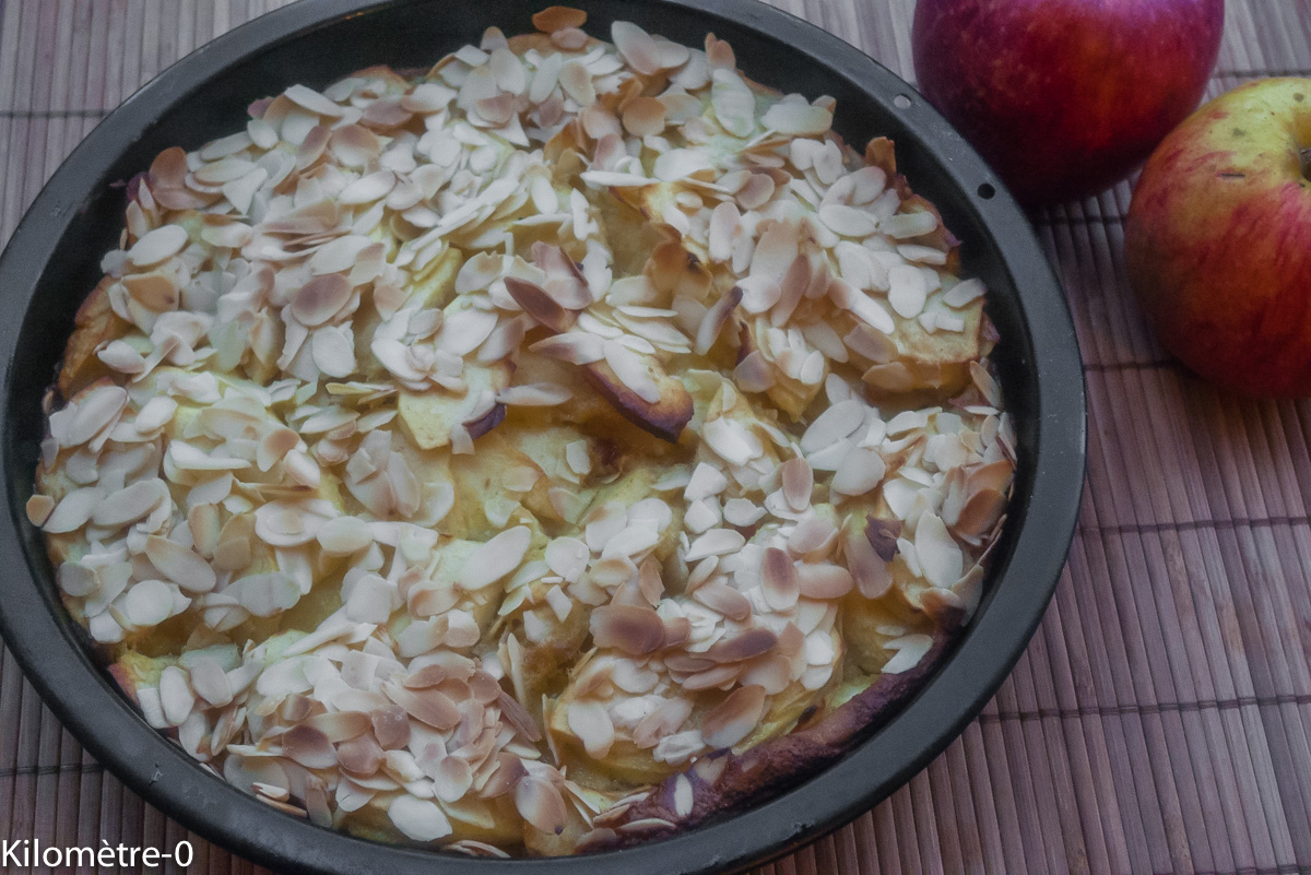 image de recette, facile, rapide, légère, bio, pommes, fruits de Kilomètre-0, gâteau pommes et amandes, dessert