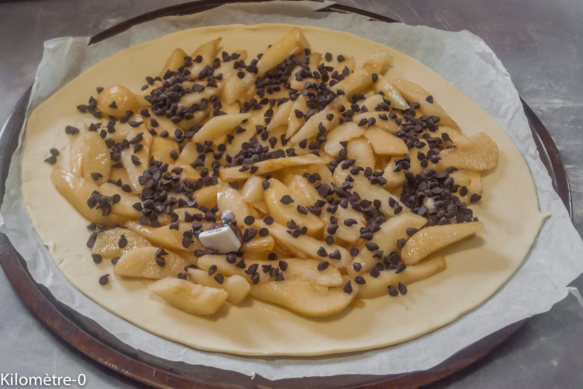 Photo de recette de galette poire chocolat de Kilomètre-0, blog de cuisine réalisée à partir de produits locaux et issus de circuits courts