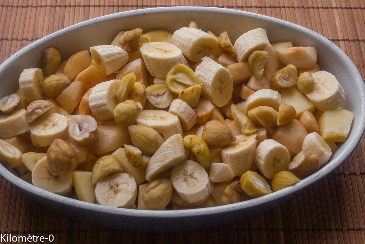 Photo de recette de crumble de Kilomètre-0, blog de cuisine réalisée à partir de produits locaux et issus de circuits courts