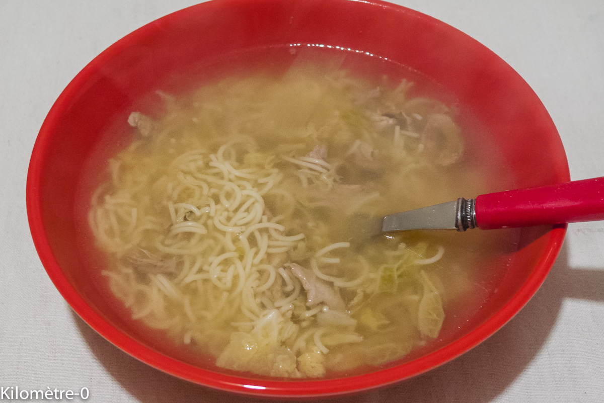 Photo de recette de soupe au vermicelles de Kilomètre-0, blog de cuisine réalisée à partir de produits locaux et issus de circuits courts