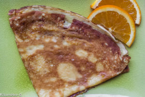 Photo de recette de crepes orange de Kilomètre-0, blog de cuisine réalisée à partir de produits locaux et issus de circuits courts