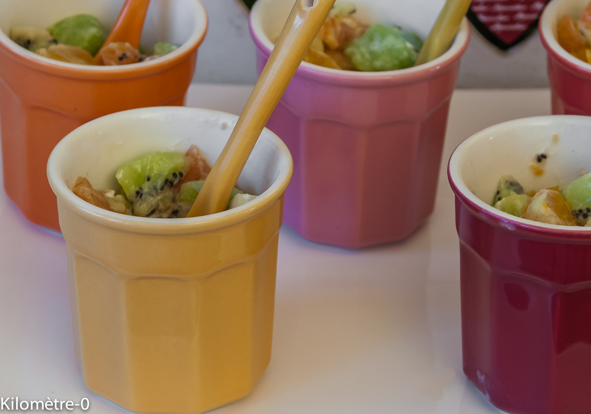 Photo de recette de verrine de kiwis truite fumée de Kilomètre-0, blog de cuisine réalisée à partir de produits locaux et issus de circuits courts