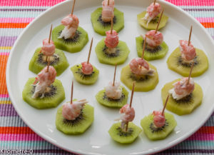 Photo de recette d'apéro kiwi langoustine de  Kilomètre-0, blog de cuisine réalisée à partir de produits locaux et issus de circuits courts