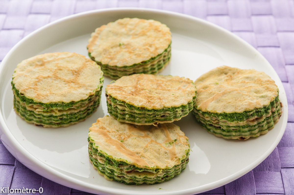 Photo de recette facile, rapide, légère, bio, gâteau ,crêpes, crêpes salées, épinards, légumes, ricotta, parmesan, chandeleur, de Kilomètre-0, blog de cuisine réalisée à partir de produits locaux et issus de circuits courts