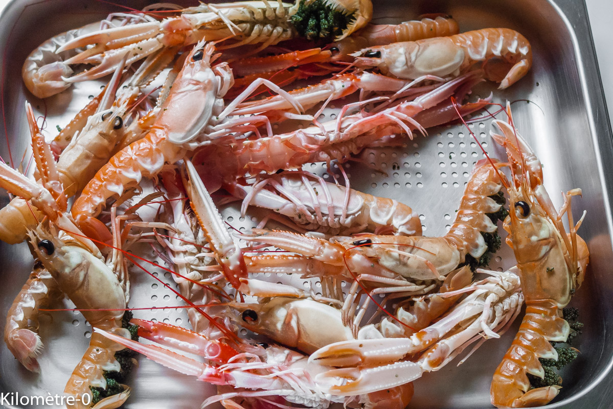 Photo de recette de langoustines de Kilomètre-0, blog de cuisine réalisée à partir de produits locaux et issus de circuits courts