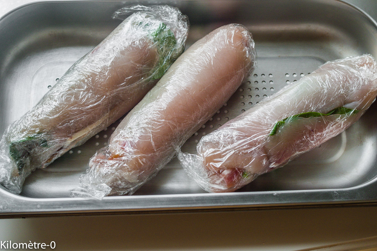 Photo de recette de roulé de poulet aux épinards de Kilomètre-0, blog de cuisine réalisée à partir de produits locaux et issus de circuits courts