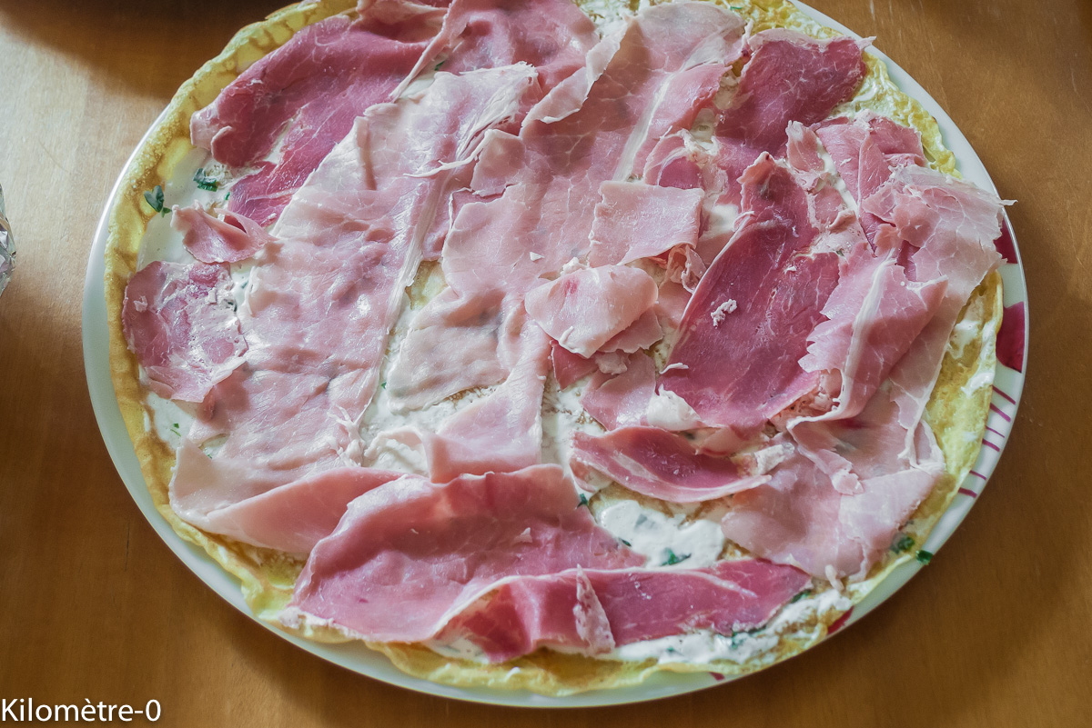 Photo de recette de gâteau de crêpes de Kilomètre-0, blog de cuisine réalisée à partir de produits locaux et issus de circuits courts