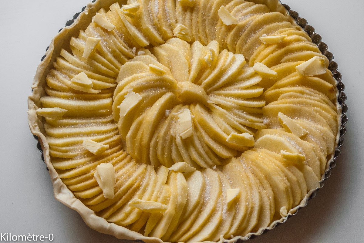 Photo de recette de tarte aux pommes de Kilomètre-0, blog de cuisine réalisée à partir de produits locaux et issus de circuits courts