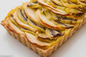 Photo de recette léger, facile, rapide, de tarte à la crème kiwis pomme de Kilomètre-0, blog de cuisine réalisée à partir de produits locaux et issus de circuits courts