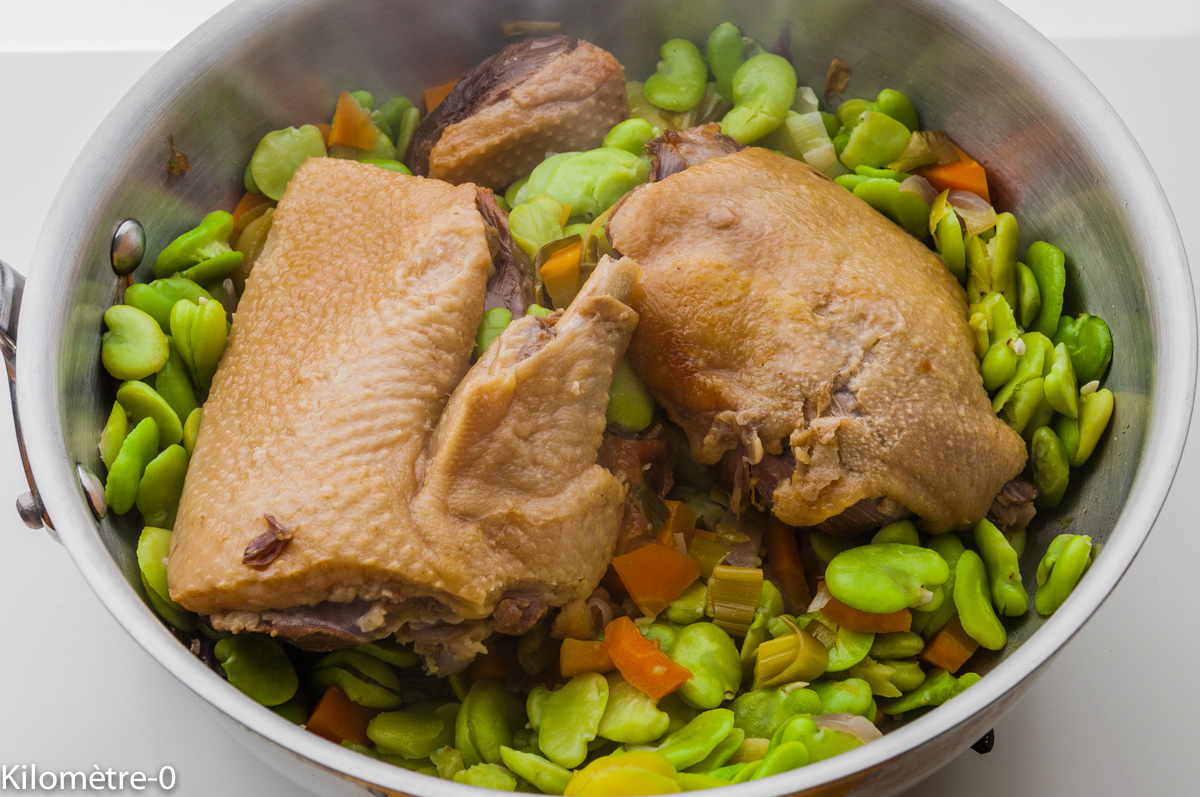 Photo de recette de confit de canard aux fèves de Kilomètre-0, blog de cuisine réalisée à partir de produits locaux et issus de circuits courts