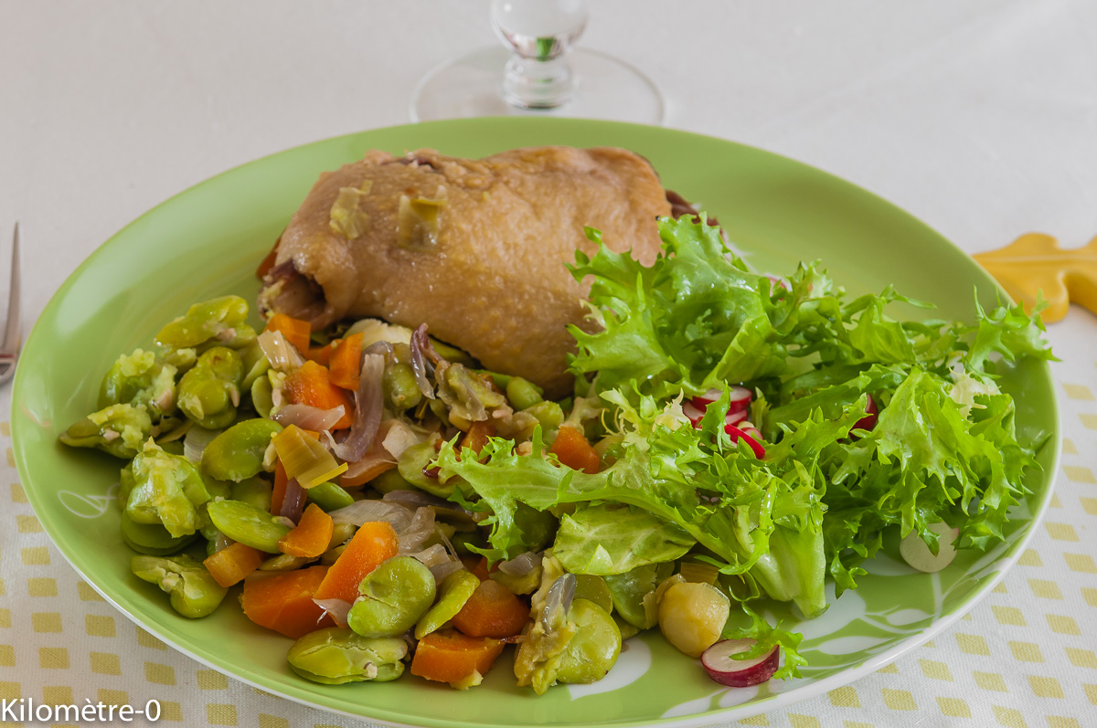 Photo de recette de  confit de canard aux fèves de Kilomètre-0, blog de cuisine réalisée à partir de produits locaux et issus de circuits courts