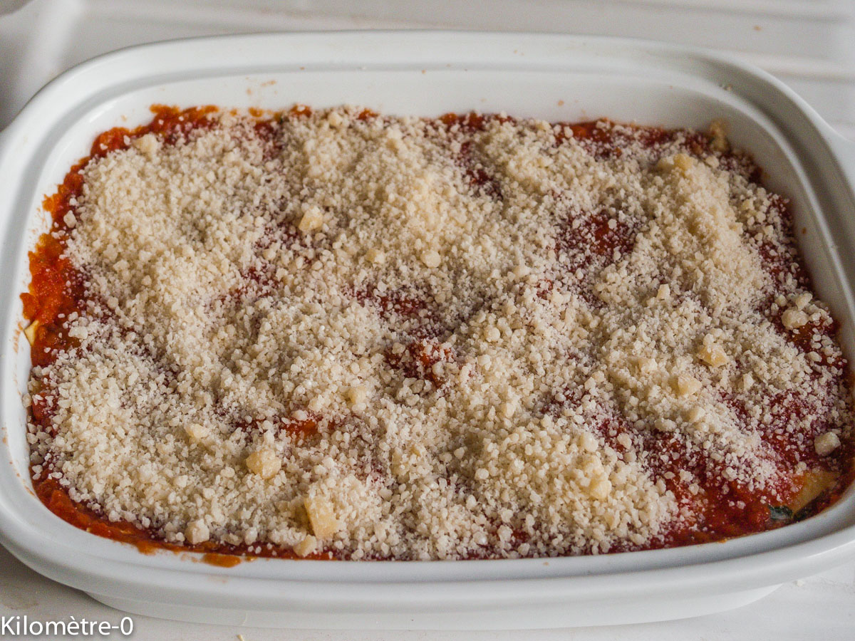 Photo de recette de lasagnes aux herbes et à la ricotta de Kilomètre-0, blog de cuisine réalisée à partir de produits locaux et issus de circuits courts