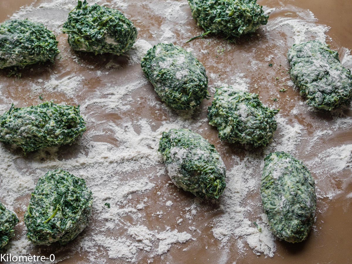 Photo de recette de gnudi de Kilomètre-0, blog de cuisine réalisée à partir de produits locaux et issus de circuits courts
