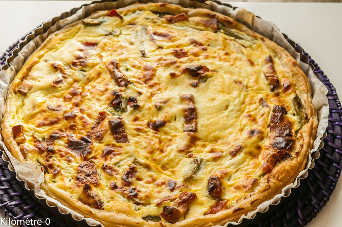 Photo de recette italienne, healthy, tarte, tarte salée,  ricotta, asperges, vertes, jambon, viande, quiche,  de  Kilomètre-0, blog de cuisine réalisée à partir de produits locaux et issus de circuits courts