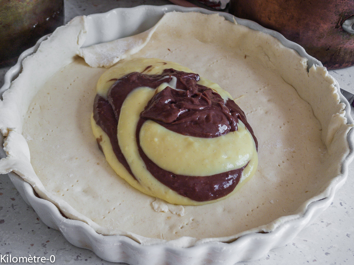 Photo de recette de tarte zébrée de Kilomètre-0, blog de cuisine réalisée à partir de produits locaux et issus de circuits courts