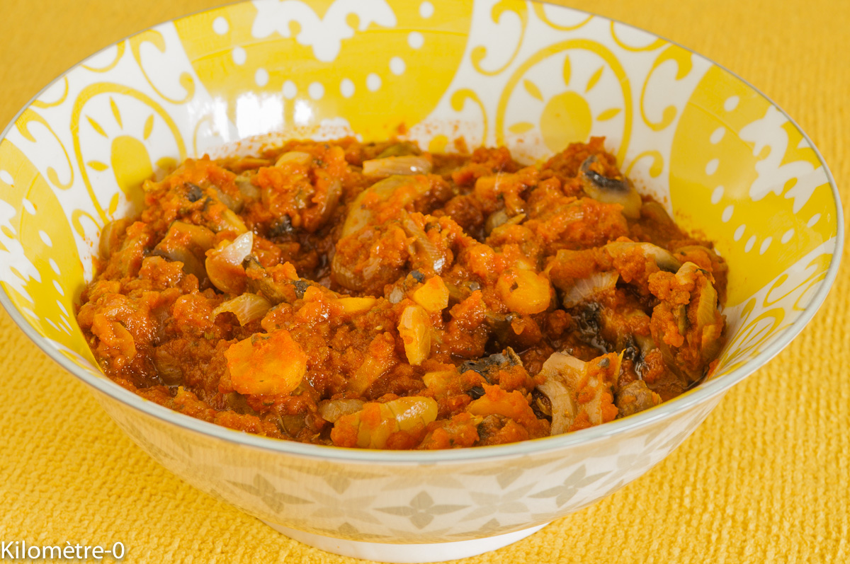 Photo de recette de champignons à la grecque de Kilomètre-0, blog de cuisine réalisée à partir de produits locaux et issus de circuits courts