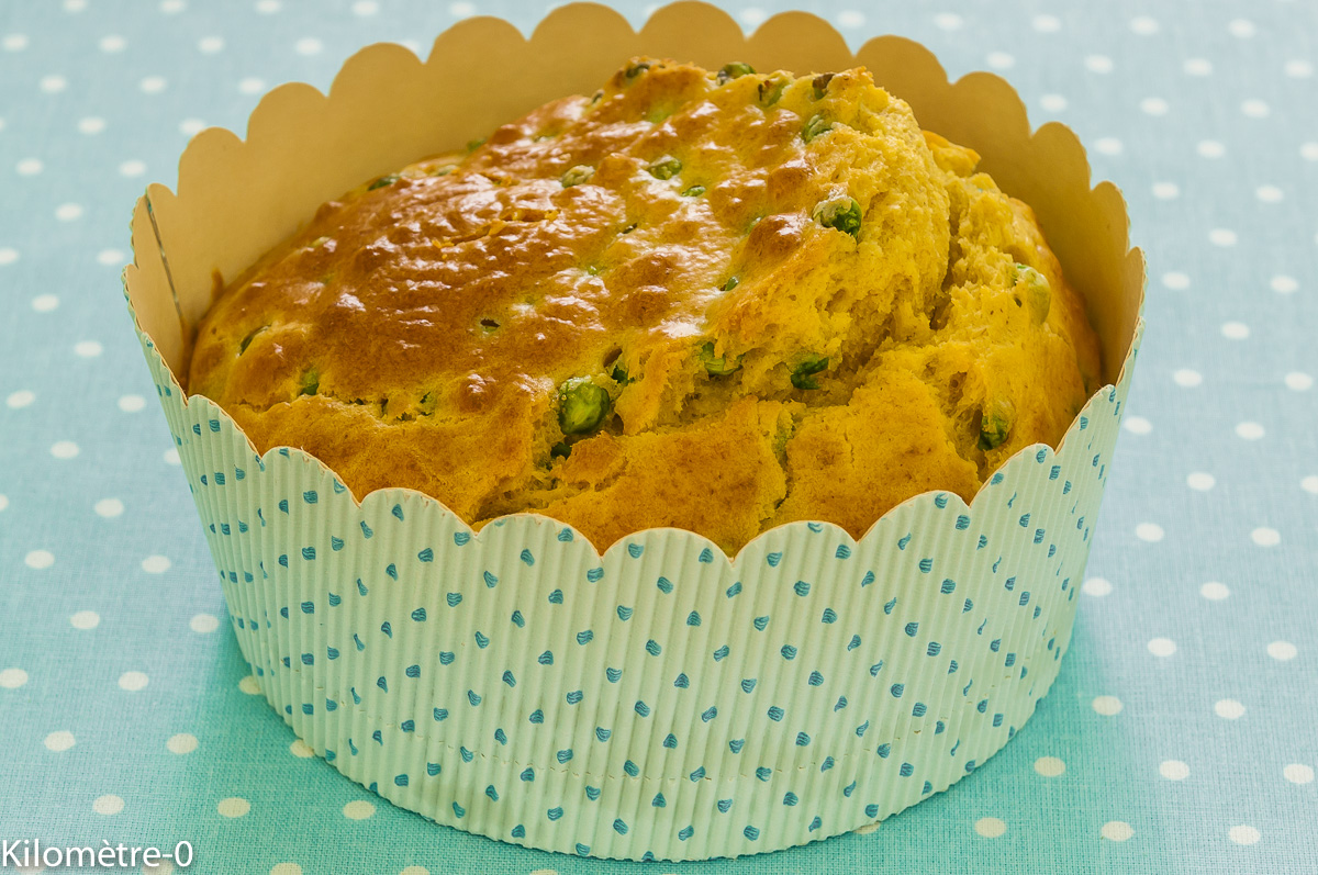 Photo de recette de cake au chorizo et petits pois de Kilomètre-0, blog de cuisine réalisée à partir de produits locaux et issus de circuits courts