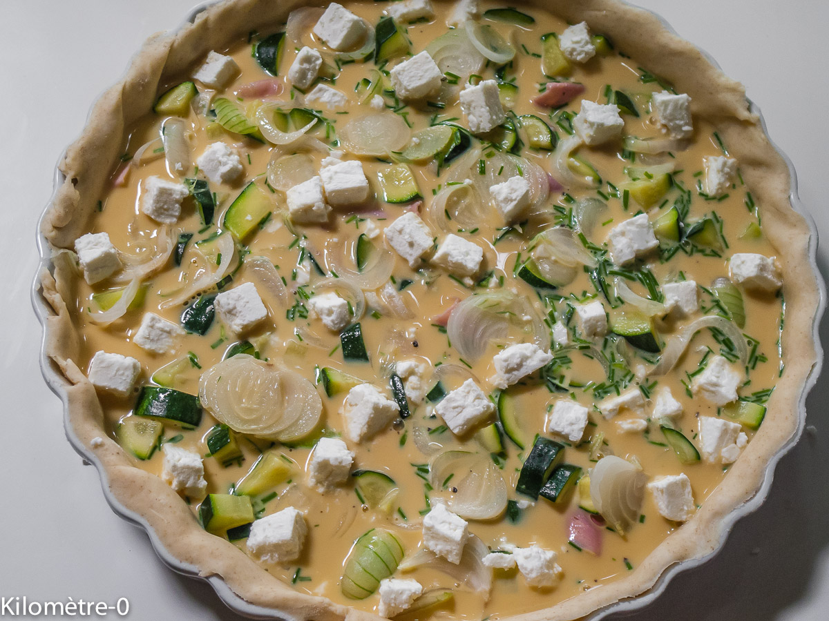 Photo de recette de quiche jambon courgettes de Kilomètre-0, blog de cuisine réalisée à partir de produits locaux et issus de circuits courts