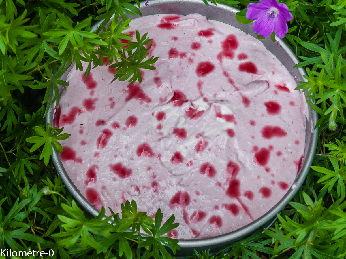 Photo de recette facile, rapide, légère, bio de nuage rose aux framboises de Kilomètre-0, blog de cuisine réalisée à partir de produits locaux et issus de circuits courts