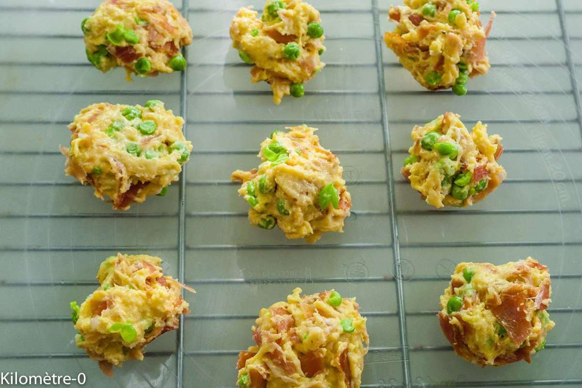 Photo de recette de cookies jambon petits pois de Kilomètre-0, blog de cuisine réalisée à partir de produits locaux et issus de circuits courts