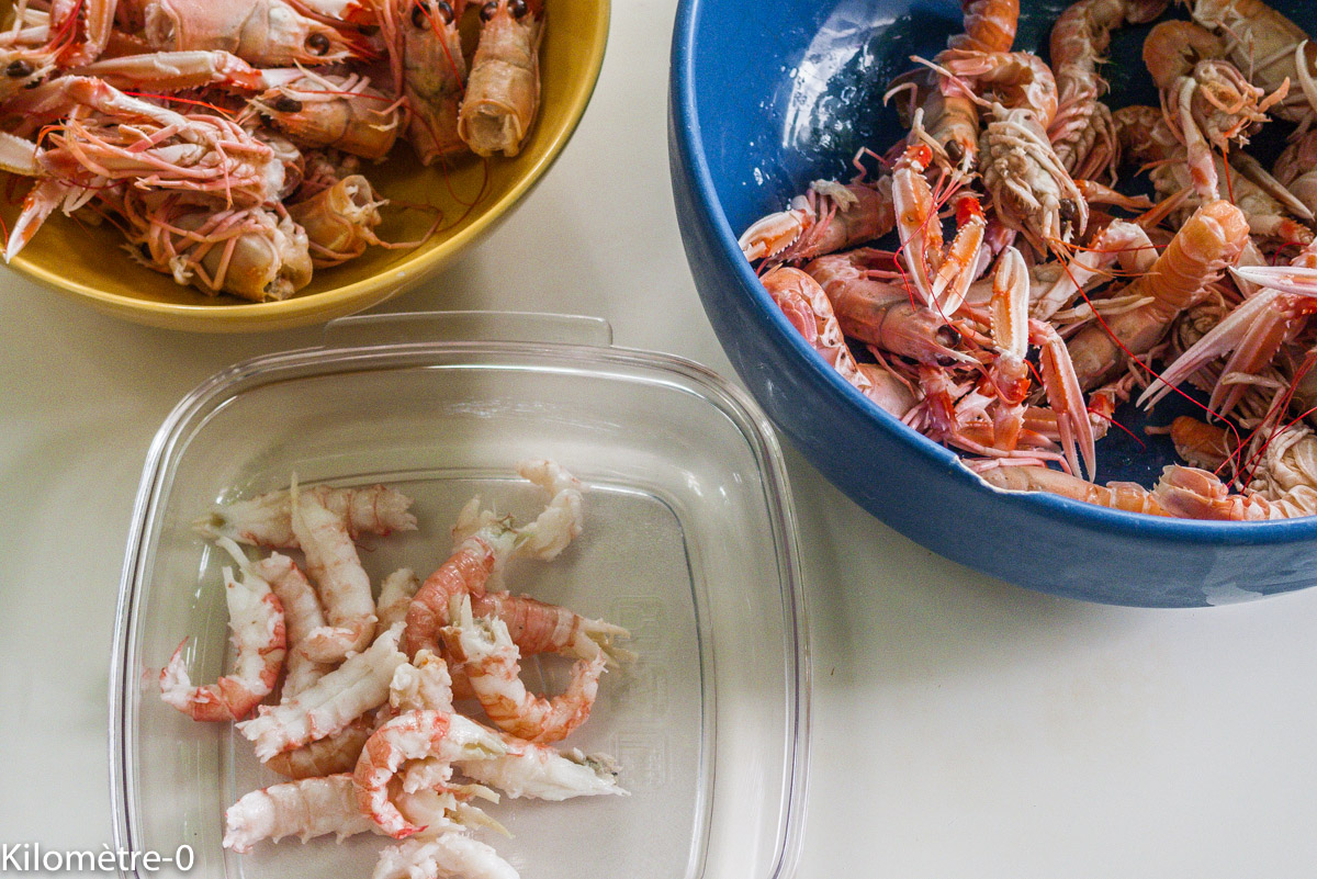 Photo de recette de langoustines de Kilomètre-0, blog de cuisine réalisée à partir de produits locaux et issus de circuits courts