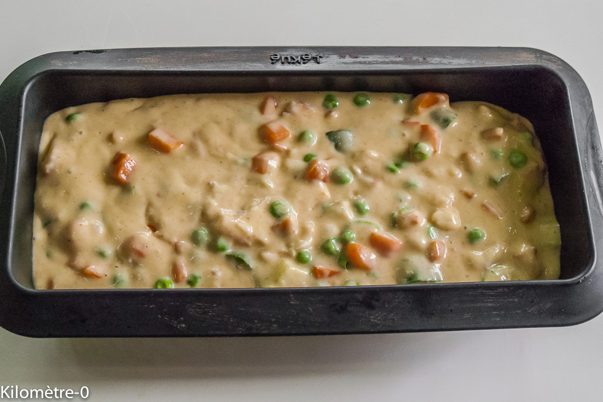 Photo de recette de cake aux langoustines et petits légumes de Kilomètre-0, blog de cuisine réalisée à partir de produits locaux et issus de circuits courts