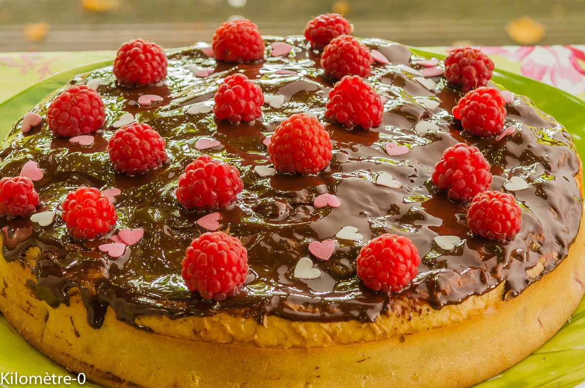 Photo de recette de gâteau framboises de Kilomètre-0, blog de cuisine réalisée à partir de produits locaux et issus de circuits courts