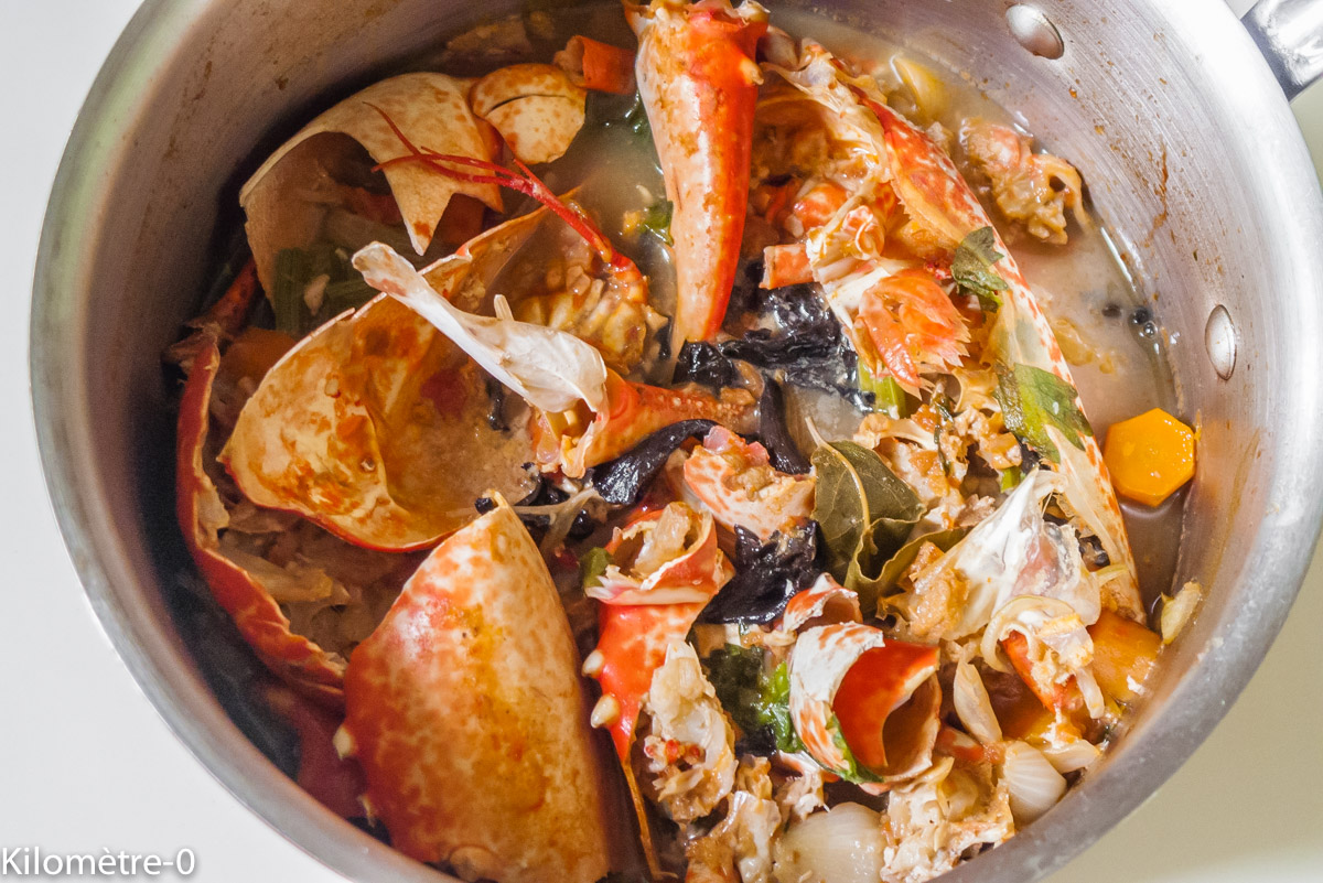 Photo de recette de bisque de homard de Kilomètre-0, blog de cuisine réalisée à partir de produits locaux et issus de circuits courts