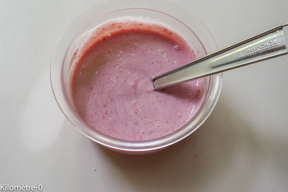 Photo de recette de glace facile framboises Kilomètre-0, blog de cuisine réalisée à partir de produits locaux et issus de circuits courts